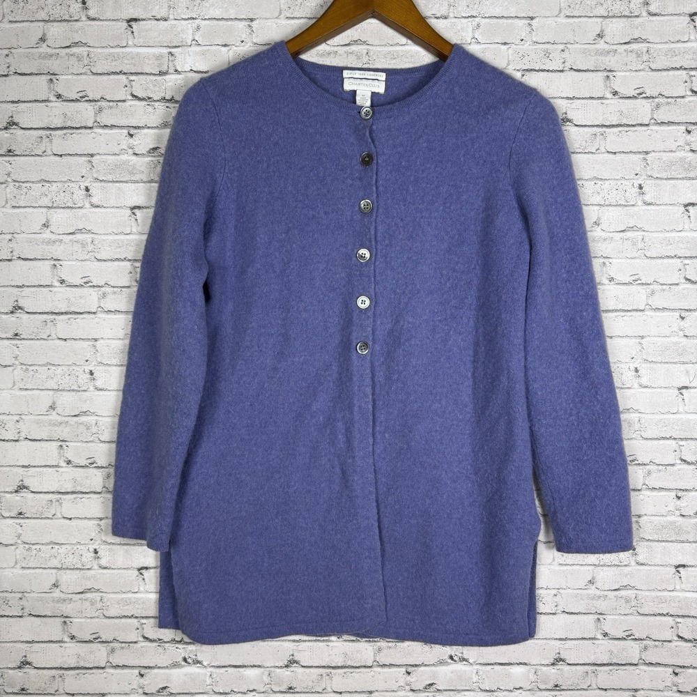 Charter Club 100% Cashmere Cardigan Sweater Women's Periwinkle Blue M